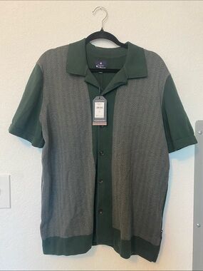 Ben Sherman Men's Short Sleeve Knit Shirt in Spruce Dark Green